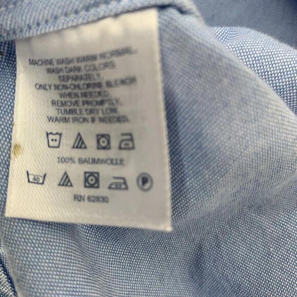 Lands' End Mens Button Up Dress Shirt Size L/T 16-16.5 Light Blue Long Sleeve - Picture 5 of 7